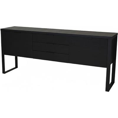 Sideboard JAHNKE "LOOP SB 180", schwarz, B:180cm H:76,2cm T:39,5cm, Holzwerkstoff, Metall, Sideboards, Sideboard, Sideboard,2 Türen + 3 Schubladen, Metallrahmen, Breite 180 cm