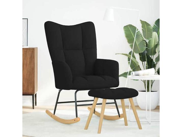 ESTINK® Fauteuil à bascule - Chaise simple - avec repose-pied Noir Tissu @@380