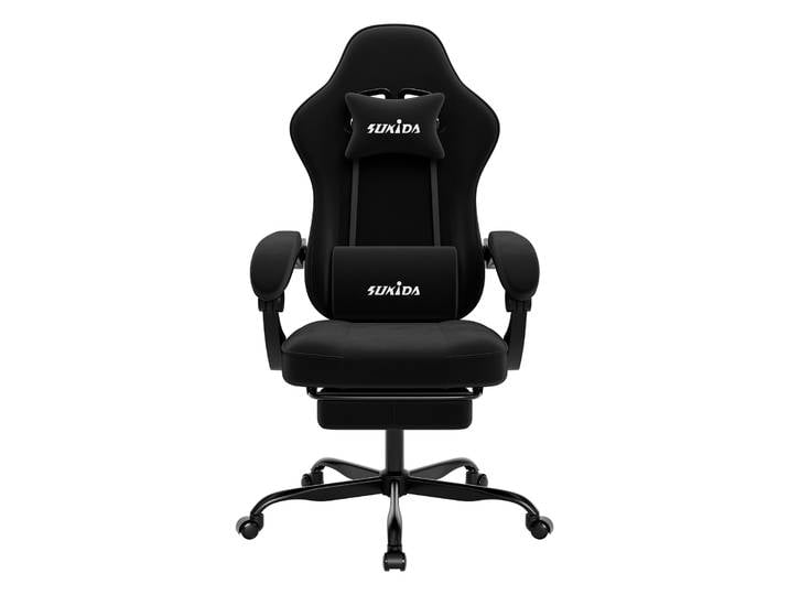 Chaise de jeu SUKIDA avec repose-pieds, design de chaise de course, chaise de bureau ergonomique réglable avec support lombaire