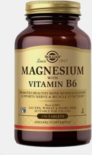 MAGNESIO COM VITAMINA B6 250 COMPRIMIDOS SOLGAR