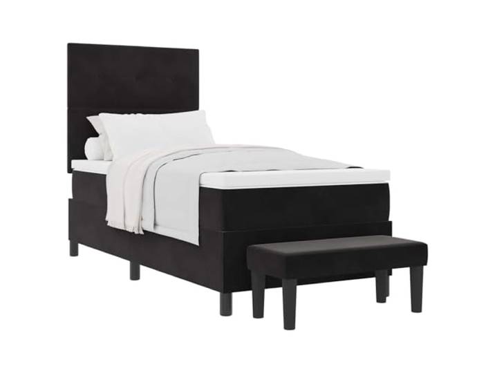 KKgypkn Boxspringbett Samt 90x190 mit Matratze Schwarz – Modernes Design mit Samtkopfteil und Holzwerkstoff-Rahmen