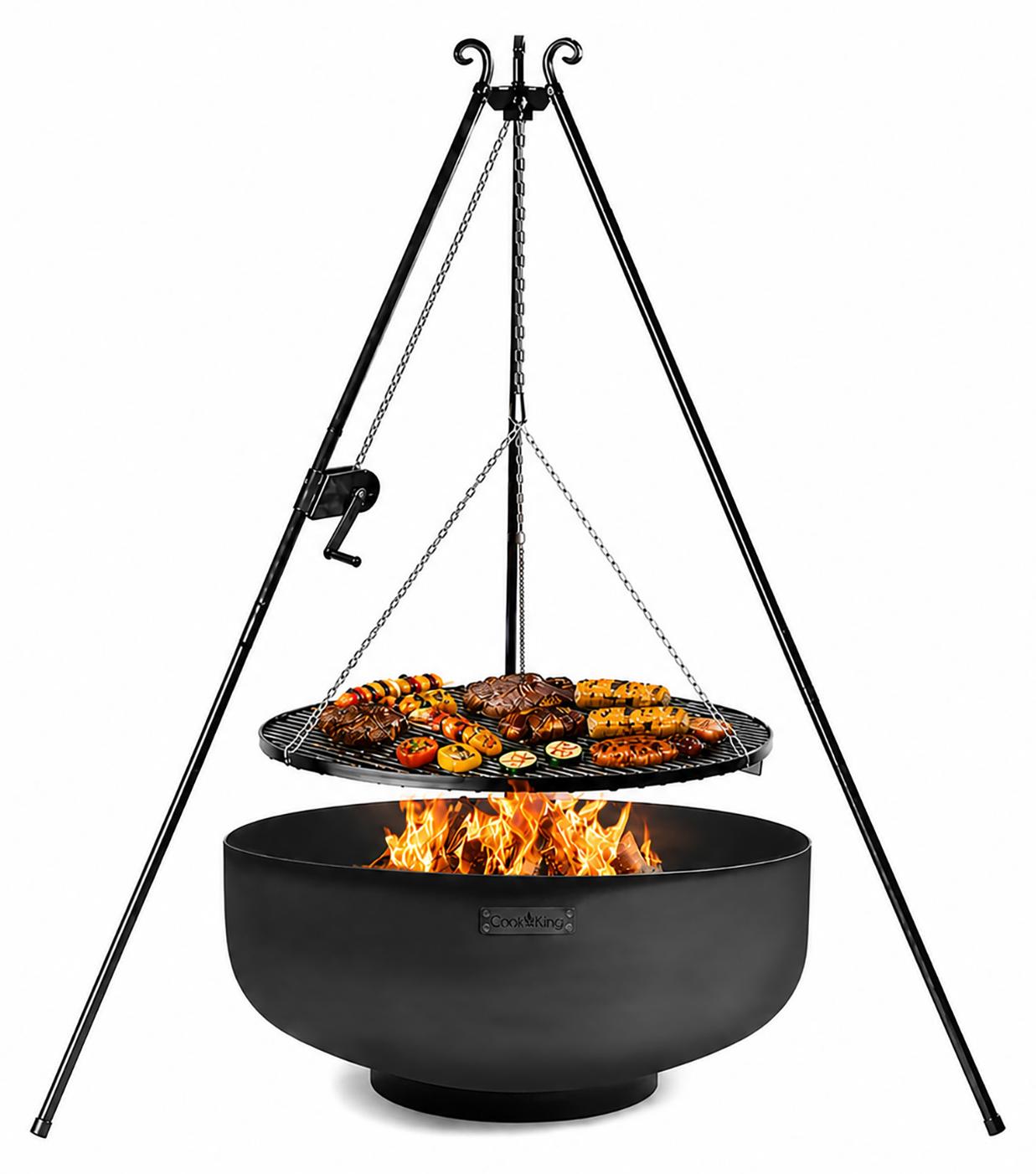 CookKing Schwenkgrill Set Palermo 1 mit Feuerschale, Dreibein und Grillrost