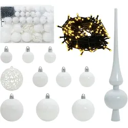 vidaXL Weihnachtskugel-Set mit 150 LEDs 61 pcs Weiß Kunststoff