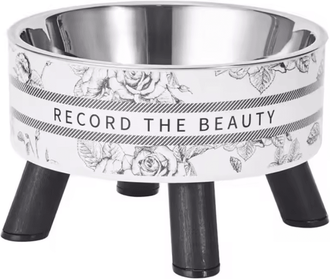 Inspire Curations ElevaSteel Raised Stainless Steel Pet Bowls petals