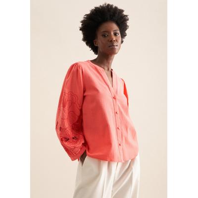 Tunika SEIDENSTICKER "Schwarze Rose", Damen, Gr. 42, rosa (lachspink), 65% Baumwolle, 35% Leinen, unifarben, Tuniken
