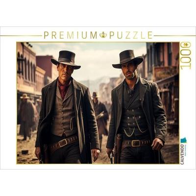 CALVENDO Puzzle Zwei Revolverhelden im wilden Westen | 1000 Teile Lege-Größe 64x48cm Foto-Puzzle für glückliche Stunden