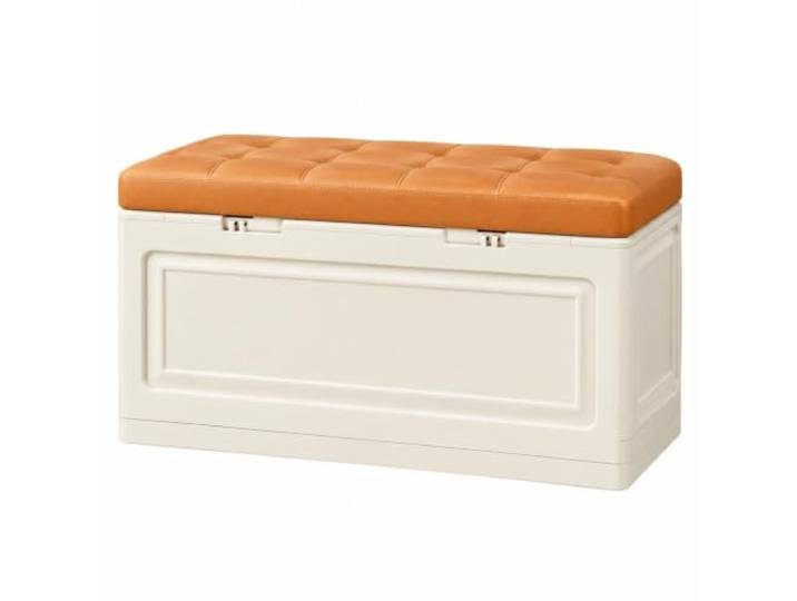 WSJJXS Sitzbank mit Stauraum Klappdeckel Platzsparend Klappdeckel, Schaumstoffpolster, Kunstleder, Stabiler Rahmen, Flur, Schlafzimmer(Orange,38x80cm)