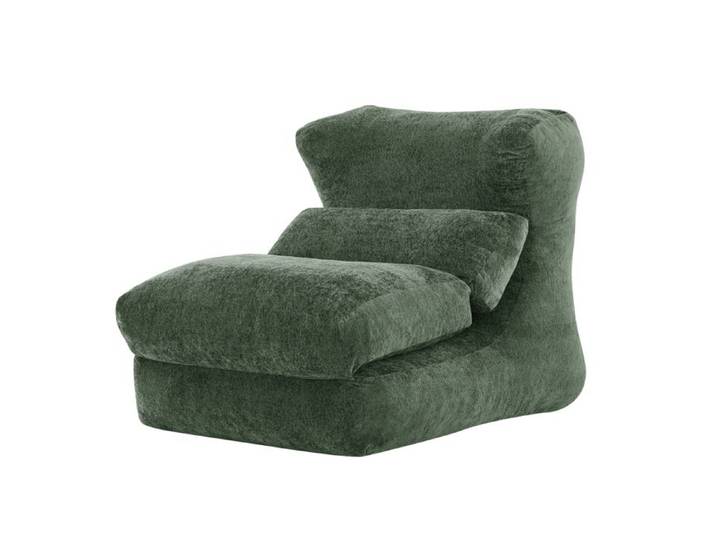 Vert Fauteuil relax design chenille convertible en chaise longue siège de salon ou chambre confortable dossier inclinable
