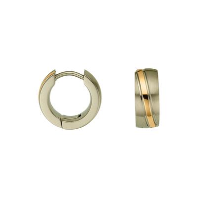 Paar Creolen FIRETTI "Schmuck Geschenk Titan Ohrschmuck Ohrringe bicolor", titanfarben, gelbgoldfarben, Ohrringe, Damen, 13mm, Titan