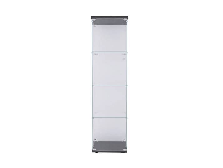 EuroLiving Vitrine Glas, 4 Einlegeböden, Tür, freistehend, Wohnzimmer/Schlafzimmer/Büro, schwarz, Schwarz, 42.5x164x36.5 cm, Esszimmer, Vitrinen, Vitrinenschränke