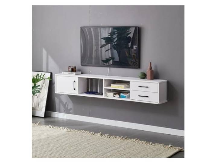 DFHS46JK Multimedia-Möbel Wohnzimmer-TV-Regale, schwebender TV-Ständer zur Wandmontage für das Wohnzimmer(Weiß,170 * 24 * 28cm)