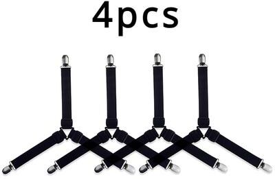 Trendy Discount Goods Adjustable Elastic Straps Bed Sheet Fasteners Holder Clips For Mattress Cover Home Organizer 4pcs Black