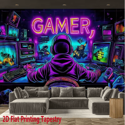 Inspire Picks VIKAMA Gamer Neon Tapestry Fluorescent Wall Decor For Gaming & E Sports Rooms bu 1 180x235cm(5.9x7.7ft