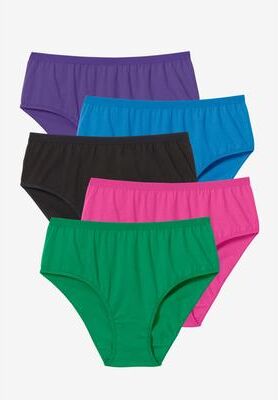 Plus Size Women's Hi-Cut Cotton Brief 5-Pack by Comfort Choice in Bright Pack (Size 7)