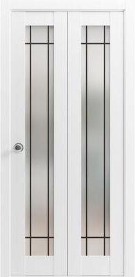 SARTODOORS Planum 2112 White Wood Bi-Fold Closet Doors with Frosted Glass