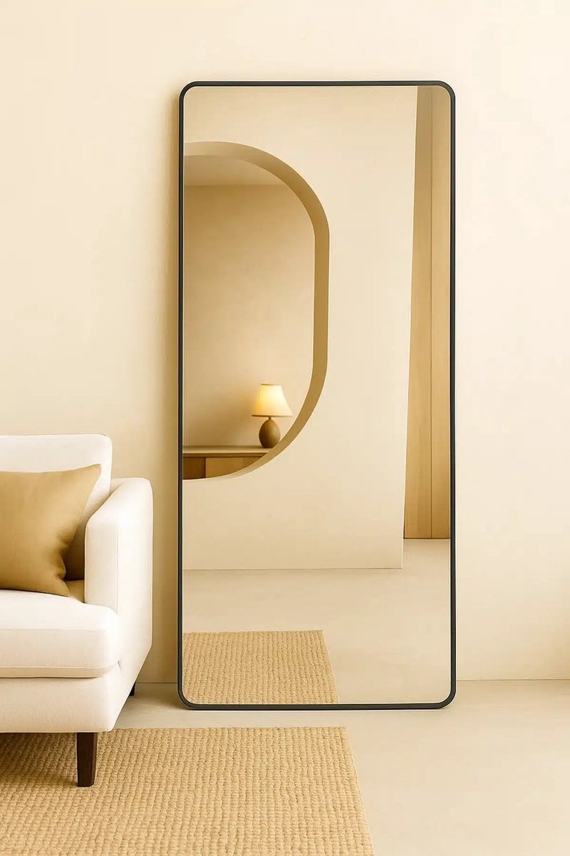 Nordic Style Rechthoekige spiegel Zwart B: 180 cm, H: 80 cm