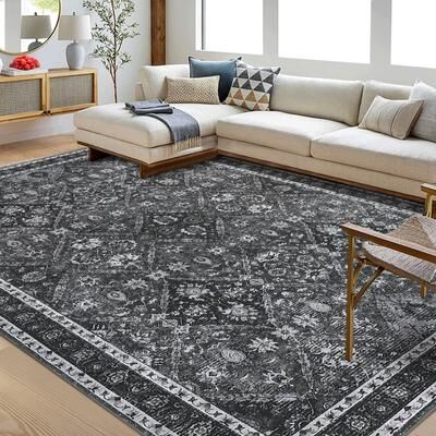Garvee Distressed Oriental Machine Washable Rug
