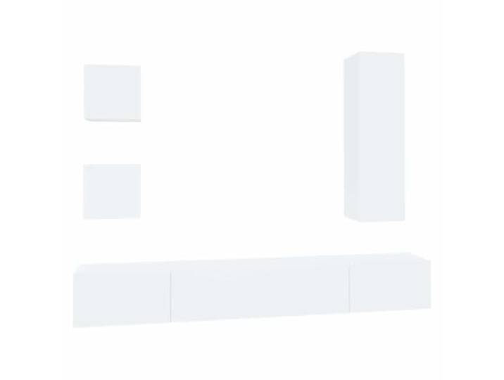 KGFHERENB 5-tlg. TV-Schrank-Set Hängend Weiß Holzwerkstoff Platzsparende Wandmontage für Wohnzimmer und Gästezimmer mit modularen Schränken für Medien und Zubehör.