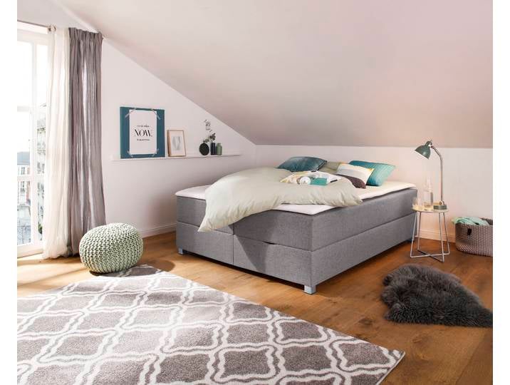 Boxbett, Grau, 160x220 cm, Struktur Fein, Bettkasten, Modern, Inosign
