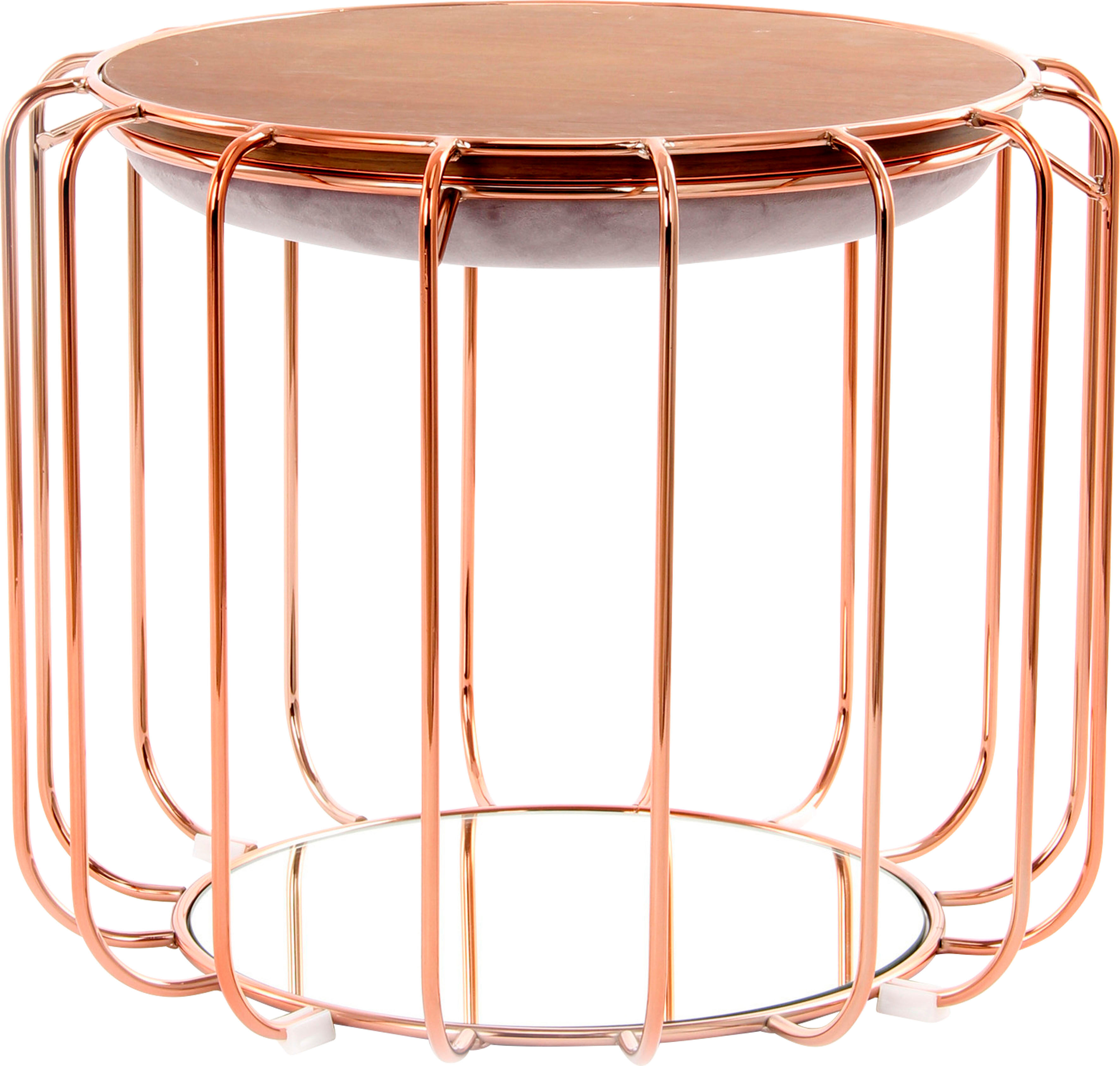 Beistelltisch KAYOOM "Pouf Comfortable 110, abnehmbares und wendbares Oberteil", lila (hellviolett, rosé, rosé), B:50cm H:45cm T:50cm, Eisen, MDF, Samtbezug, Schaumstoff, Spiegel, Tische, Beistelltisch, praktisch umzuwandeln in Tisch oder Hocker, mit Spie