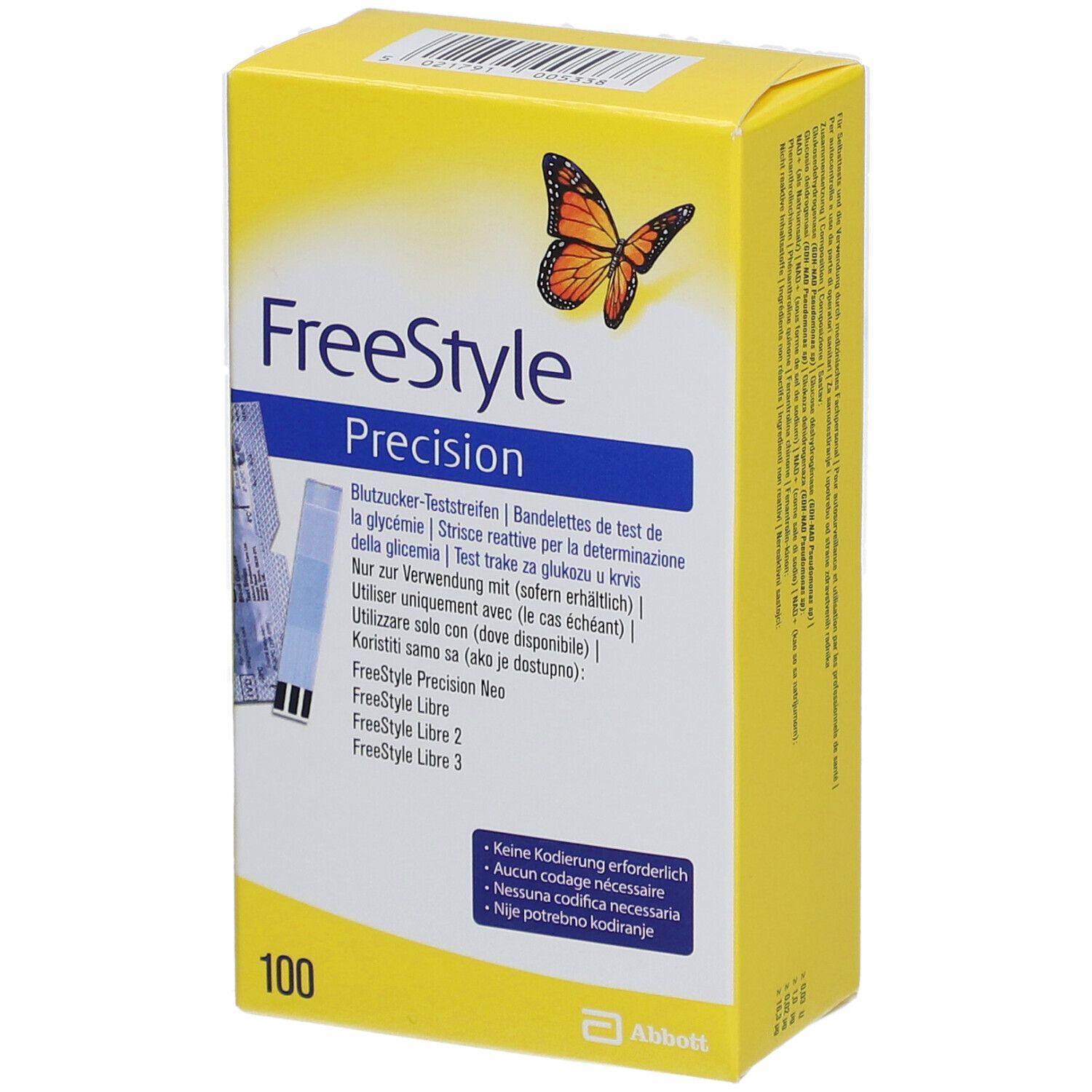 Freestyle Precision Blutzucker Teststr.o.Codierung 100 St Teststreifen
