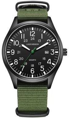 Perfect Picks Market Luxury Men Quartz Watch Waterproof, Luminous Military Sports Watch With Date, Nylon & Leather Band black Green Nylon