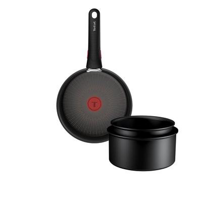 Pfannen-Set TEFAL "Ingenio Excellence Fusion", schwarz, Pfannen, abnehmbarer Ingenio-Griff, Thermo-Signal, stapelbar, Induktion