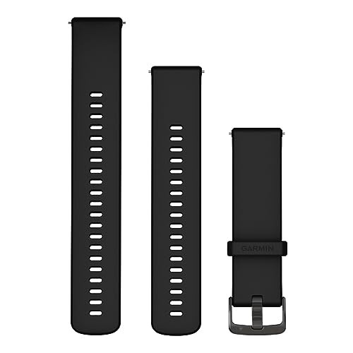 Garmin Quick Release Bandje 22mm Silicone Black with Slate Hardware voor Forerunner, Venu en vívoactive smartwatches