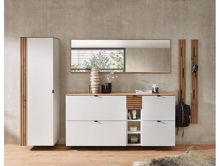 Garderobenset 7-teilig 305 x 179 x 37cm Weiß/Weiß