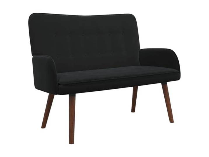 IBUQDDV 2-Sitzer Sofa Schwarz 115 x 61 x 87 cm Samt Metall- und Holzgerüst, weiche Samtpolsterung, breite Armlehnen, einfache Pflege, Wohnzimmer, Schlafzimmer