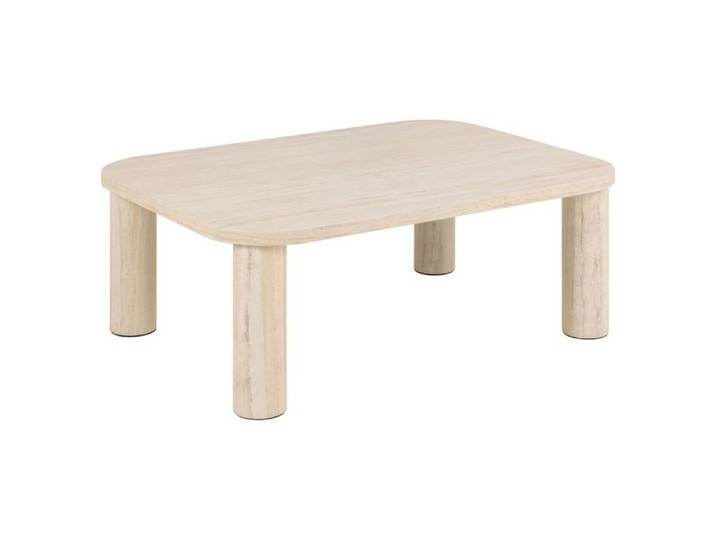 Toilinux - Table basse rectangulaire effet travertin GÖRAN - Beige