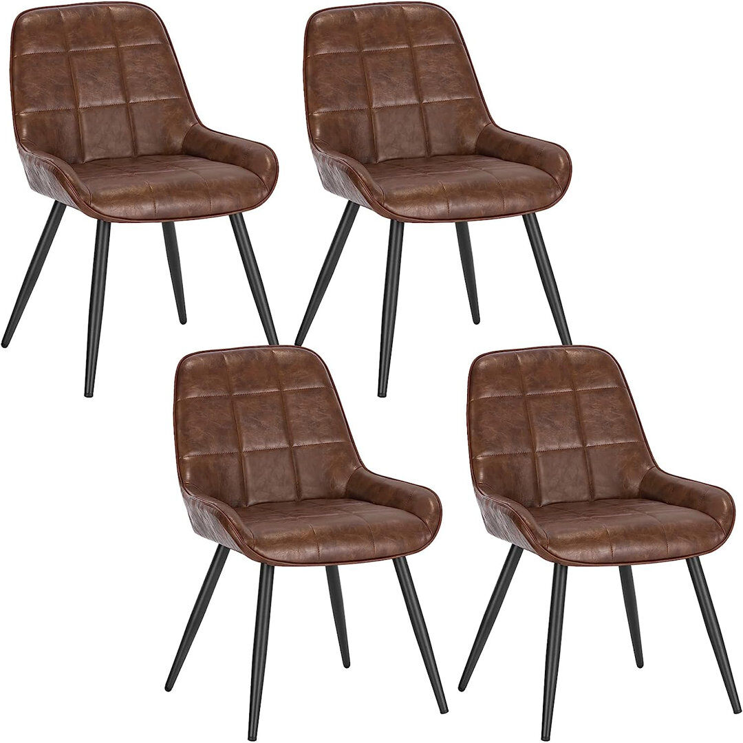 Corrigan Studio Hausmann 47cm H Upholstered Metal Side Chair Brown 81.5cm H X 52cm W X 51cm D