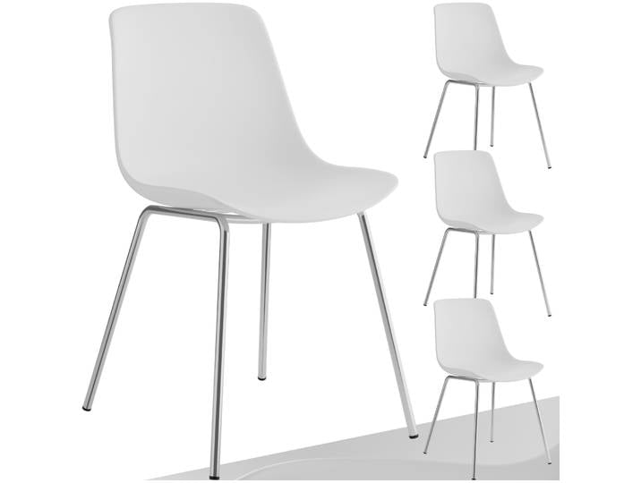 Kunststoffstühle Mave, ergonomisch, 120 kg - weiß/chrom, 4er Set