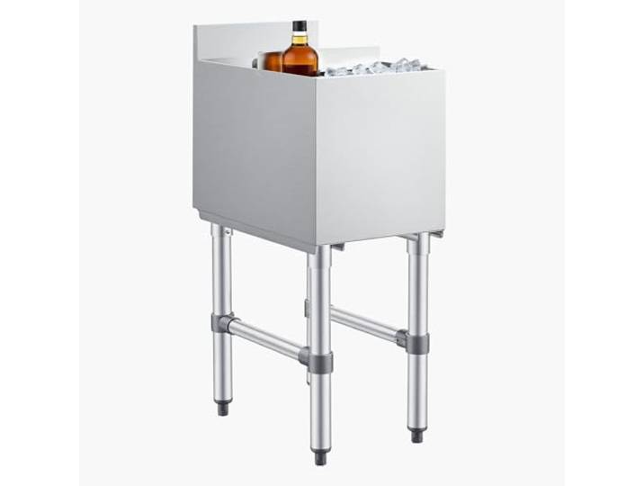 VEVOR Bac à glace commercial de 48\,3 cm en acier inoxydable avec couvercle coulissant et porte-bouteille\, chariot à cocktails pour bar\, restaurant\, pub\, certifié NSF
