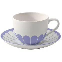 KAFFEETASSE MIT UNTERTASSE Fleur Couleur Bleu 160 ml