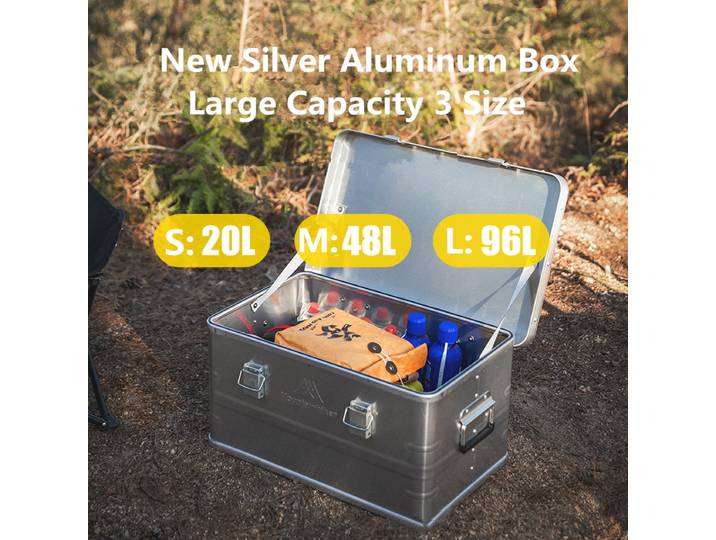 Mountainhiker plus récent 20L 48L 96L boîte de rangement en alliage d'aluminium accessoires de plein air grande capacité Camping pique-nique voyage boîte de rangement