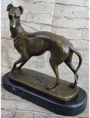 Bronzhaus Handmade Large Bronze Of A Whippet Greyhound Dog Classic Masterpiece Figurine