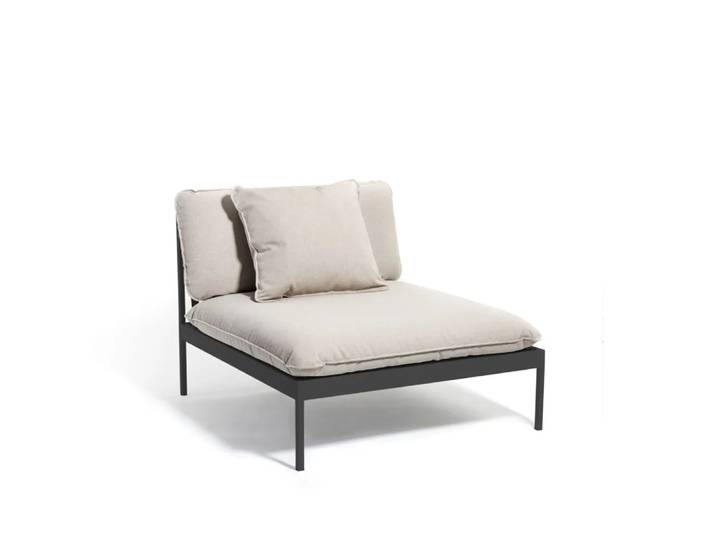 Skargaarden Bönan Modulsofa Sunbrella Ashe light grey, 1-Sitzer, dunkelgrauer Aluminiumrahmen