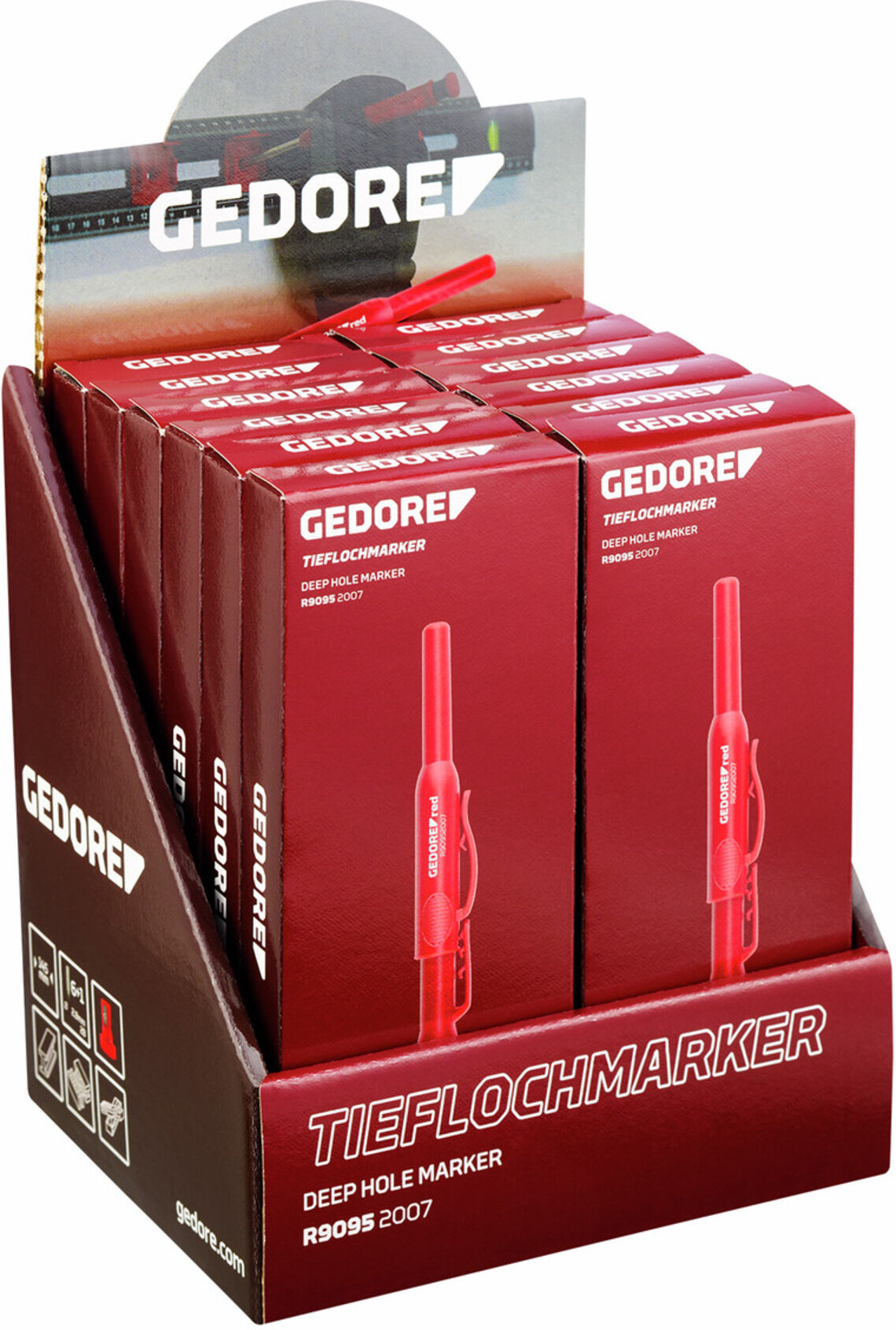 Gedore red Display Tieflochmarker 12 Stück (3301929)