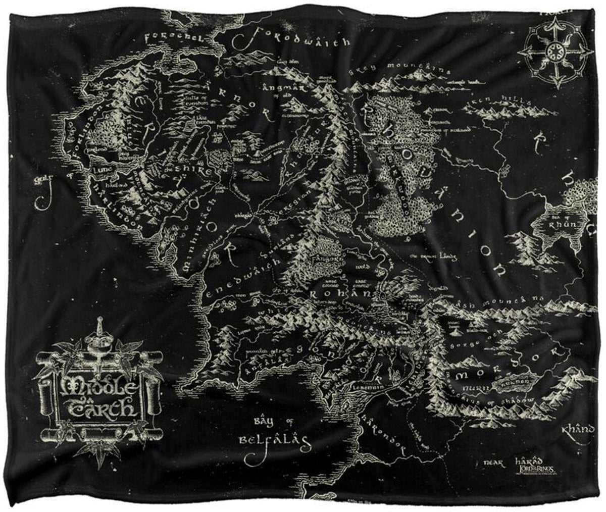 The Lord Of The Rings Middle Earth Map Unisex deken - meerkleurig