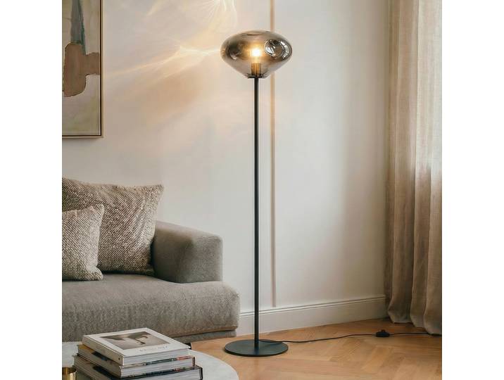 Lelia Stehleuchte Höhe 150 cm rauchgrau Glas Metall - Lindby - Esszimmer - Design - Einflammig