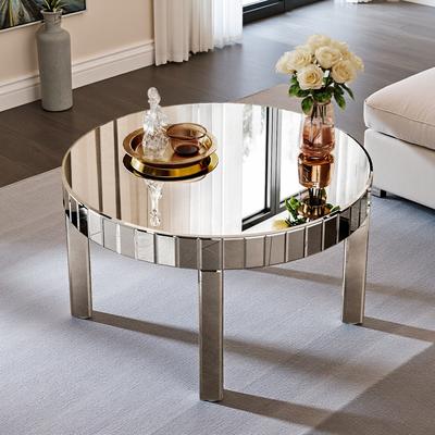 ZWYO HOSIMU "31.5"" Dazzling Round Coffee Table with Fluted Mirror Design for Living Room, Luxury Sofa Center Table, Modern Home Decor"