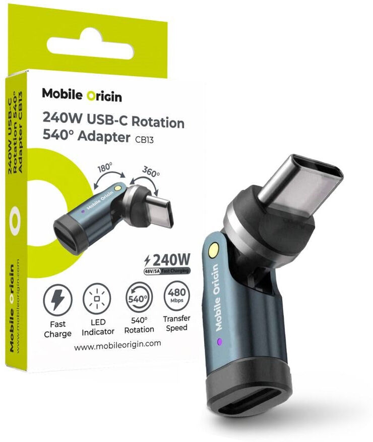 Mobile Origin 240W USB-C Adapter - 540° Roterbar - Grå