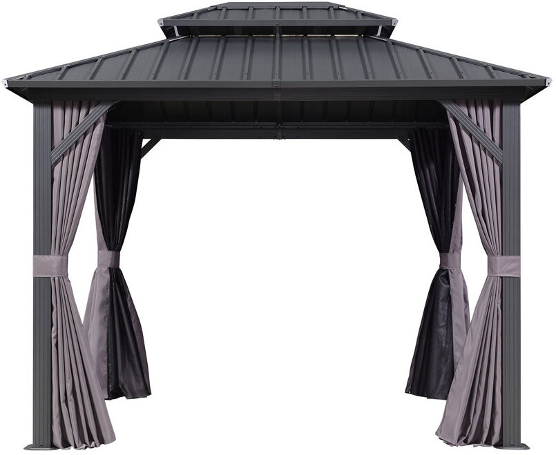 PURPLE LEAF 8 Ft. W x 7 Ft. D Aluminium Hardtop Patio Gazebo Gray 270cm W X 210cm D X 202cm H