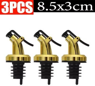 Uplift Treasures Oil Bottle Stopper With Leak Proof Nozzle gold (3 Pcs)