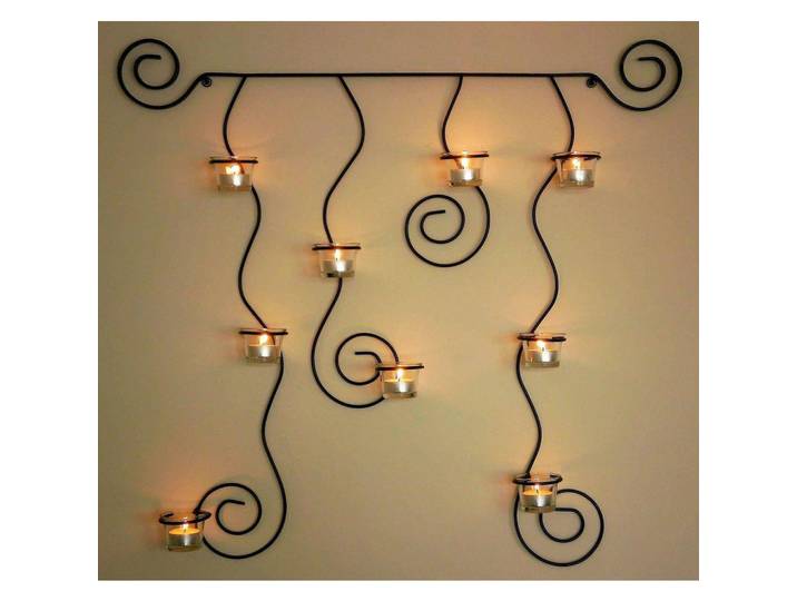DanDiBo Wandteelichthalter Lysa Schwarz Wandkerzenhalter Metall 74cm, 70 cm, Dekoration, Kerzen & Kerzenhalter, Teelichthalter