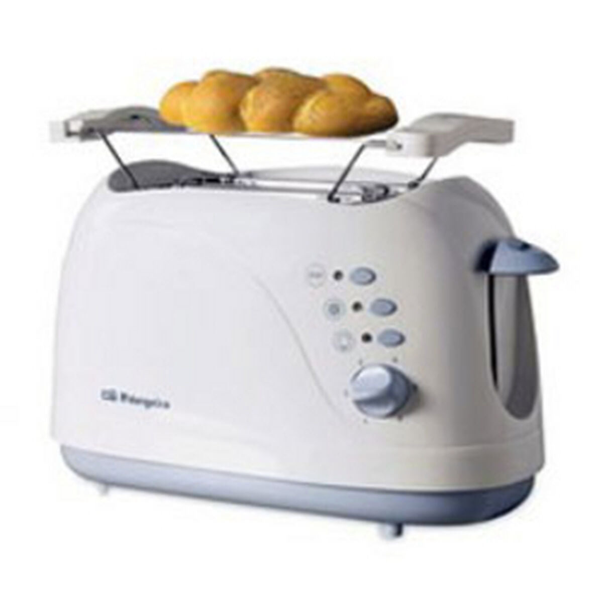 Orbegozo TO 3010 broodrooster met 2 messen, Blauw/Wit, 750 W