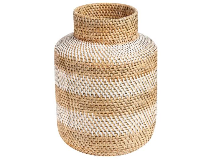 Beliani Dekovase Rattan weiß Renun, Weiß, Naturmaterialen, 36 cm, Dekoration, Vasen, Bodenvasen
