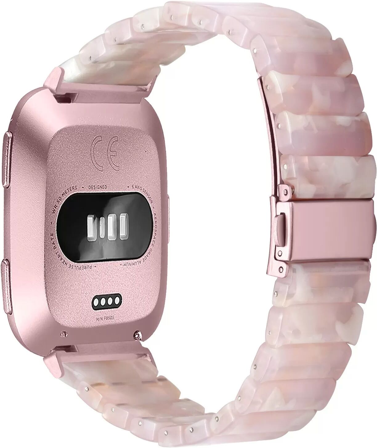 INF Resin Uhrenarmband kompatibel mit Fitbit Versa/Versa Lite/Versa 2 – Weiß, Wasserdicht Rosa