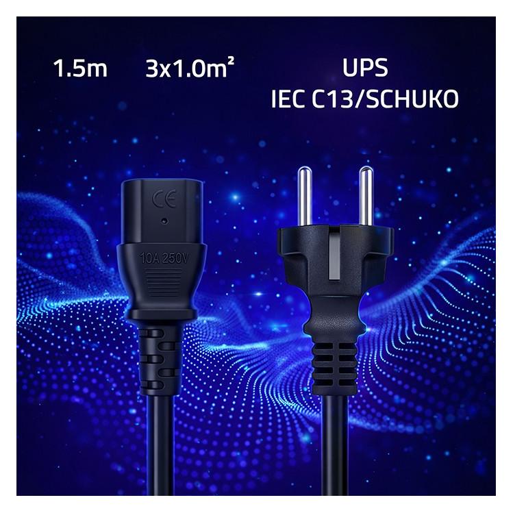 Qoltec Kabel zasilający Kabel zasilający SCHUKO CEE 7/7 (E/F) | IEC C13 | 3*1.0mm2 | 1.5m (1.50 m) (Qoltec)